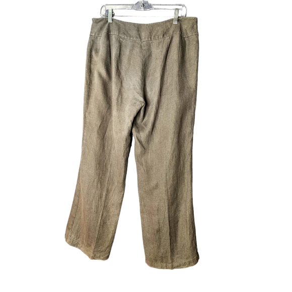 Eileen Fisher Thick Waisteband Gray Linen Wide Leg High Rise Pants 12 - Picture 2 of 12